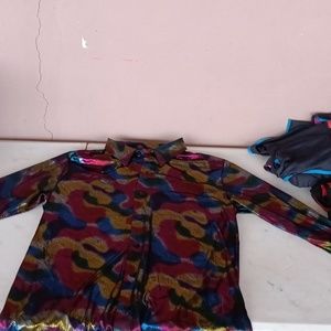 Mens 70s disco funky button up shirt long sleeve xl